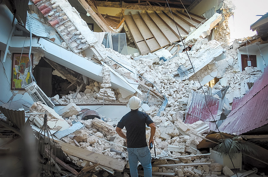 earthquake damaged buildings in Haiti