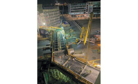 bridge deck pour at night