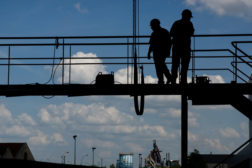 Construction Workers Scaffold Stock Art