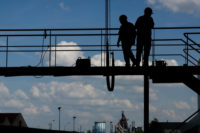 Construction Workers Scaffold Stock Art