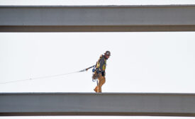 Raintree construction worker on girder