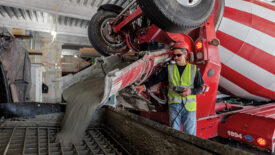 pouring concrete