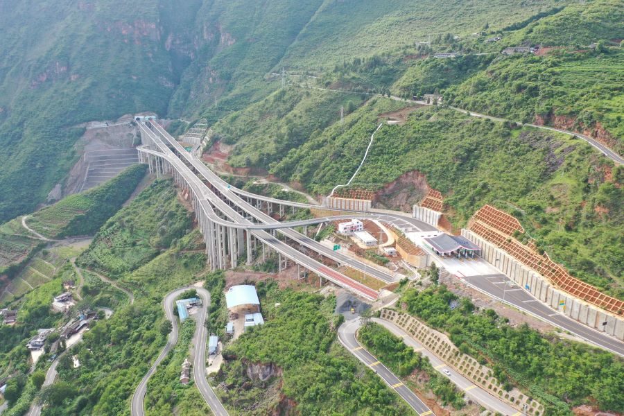 Aerial view of Ring bridge in Zhengzhou, China 