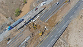 aerial photo of washed out bridge