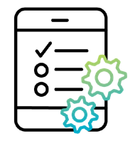 A two colored gears on a black background

  Description automatically generated