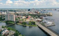 A photo of the Norfolk, Va. skyline