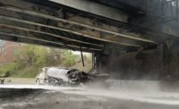 A gas tanker crashed and exploded on May 2, destroying an I-95 overpass in Norwalk, Conn.