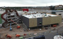 A photo of the the Strong Museum under construction in Rochester, N.Y.