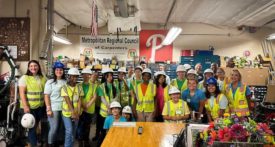 Several girls participated in a summer camp exposing them to the construction trades in Philadelphia. 