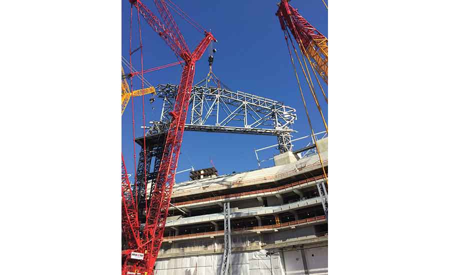 Bennett Transports Structural Steel for Atlanta Falcons Stadium Project -  Bennett Family of Companies