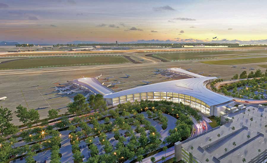 aerial view of Louis Armstrong New Orleans International Airport