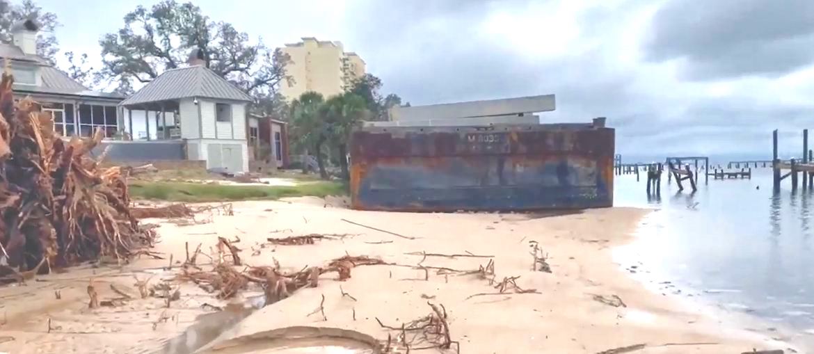 Skanska barge in Pensacola hurricane