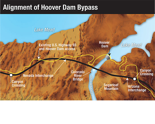 hoover dam bypass bridge map