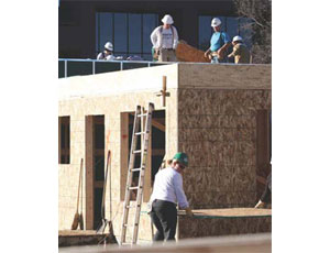 In January, volunteers began performing above-ground construction work on HFHMD’s Bails Townhome Community. A team of 15 GE Johnson Construction Co. employees volunteered to help frame the project.