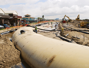 Grand Isle berm rebuilt around geotube core.